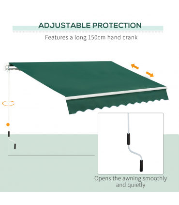 Manual Retractable Awning Garden Shelter Canopy 3 x 2m Green