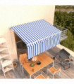 Manual Retractable Awning with Blind 3x2.5m Blue&White