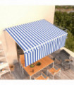 Manual Retractable Awning with Blind 4x3m Blue&White