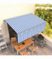 vidaXL Manual Retractable Awning with Blind 4x3m Blue&White