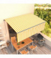 vidaXL Manual Retractable Awning with Blind 4x3m Yellow&White