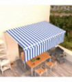 Manual Retractable Awning with Blind 5x3m Blue&White