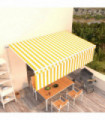 Manual Retractable Awning with Blind 5x3m Yellow&White