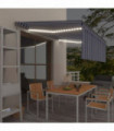 Manual Retractable Awning with Blind&LED 4.5x3m Blue&White