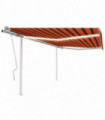 Manual Retractable Awning with LED 4.5x3 m Orange and Brown