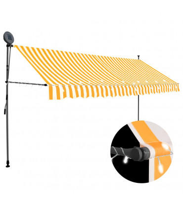 Manual Retractable Awning with LED 400 cm White and Orange