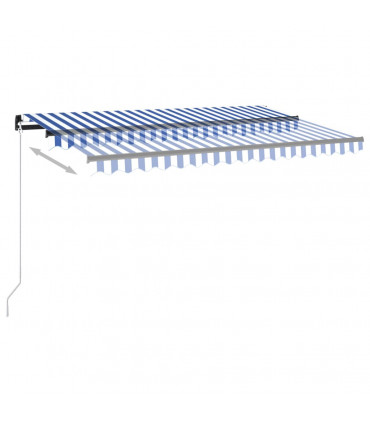 vidaXL Manual Retractable Awning with LED 400x350 cm Blue and White