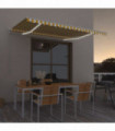 Manual Retractable Awning with LED 400x350 cm Yellow and White