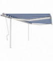 Manual Retractable Awning with LED 4x3.5 m Blue and White