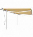 Manual Retractable Awning with LED 4x3.5 m Yellow and White