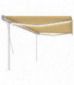Manual Retractable Awning with LED 5x3 m Yellow and White