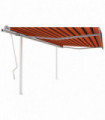 Manual Retractable Awning with Posts 4.5x3 m Orange and Brown
