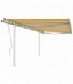 Manual Retractable Awning with Posts 4.5x3.5 m Yellow and White