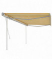Manual Retractable Awning with Posts 5x3 m Yellow and White