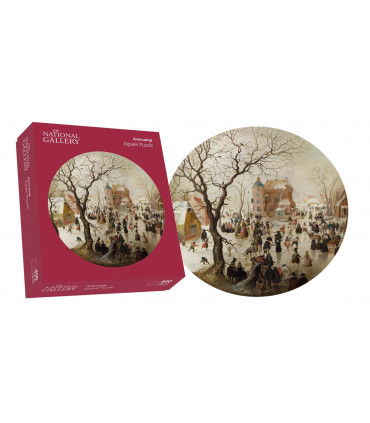 A Winter Scene with Skaters near a Castle - National Gallery 400 Piece Circular Jigsaw Puzzle