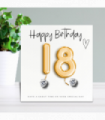 18th Birthday Cubic Zirconia Stud Earrings & Gold Balloons Gift Card