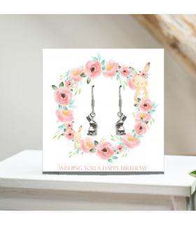 Happy Birthday Bunny Earrings & Gift Card