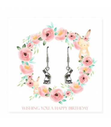 Happy Birthday Bunny Earrings & Gift Card