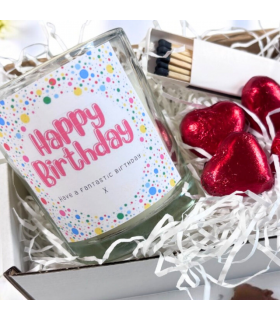 Happy Birthday Dotty Candle Gift Set | Birthday Gift Box For Her | Personalised Birthday Gift | Birthday Gift Hamper | Sisters Birthday Gift