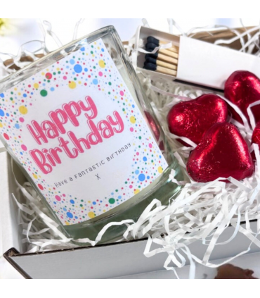 Happy Birthday Dotty Candle Gift Set | Birthday Gift Box For Her | Personalised Birthday Gift | Birthday Gift Hamper | Sisters Birthday Gift