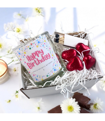 Happy Birthday Dotty Candle Gift Set | Birthday Gift Box For Her | Personalised Birthday Gift | Birthday Gift Hamper | Sisters Birthday Gift