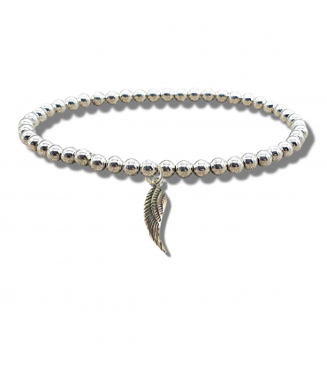 Angel Feather Silver Beaded Bracelet - Women's Bracelet