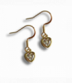 Cubic Zirconia Gold Heart Drop Earrings