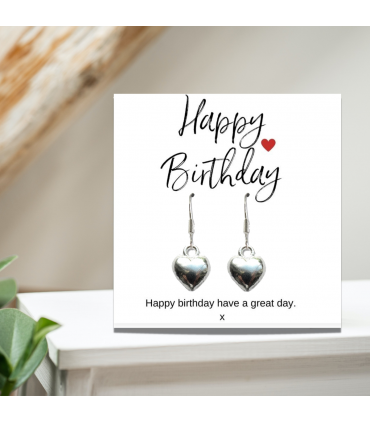 Happy Birthday Mini Gift Hamper with Silver Heart Earrings