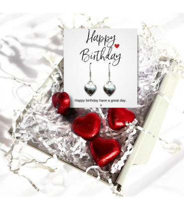 Happy Birthday Mini Gift Hamper with Silver Heart Earrings