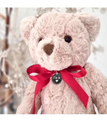 I Love You Teddy Bear  & Engraved Charm