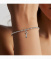 Key Silver Beaded Bracelet - Women's Key Charm
