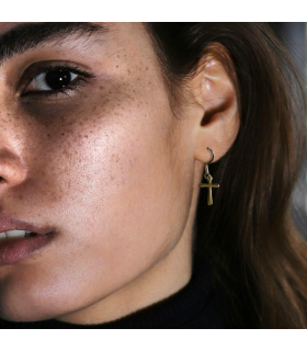 Gold Cross Drop Earrings