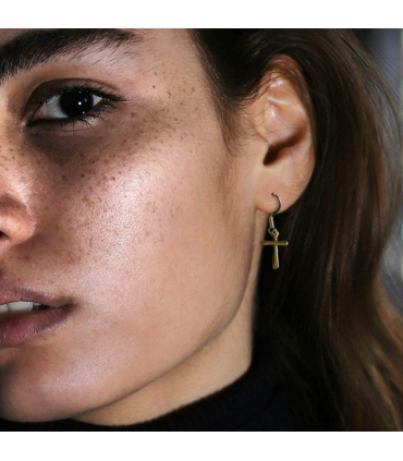 Gold Cross Drop Earrings