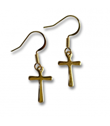 Gold Cross Drop Earrings