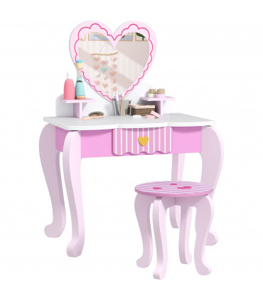 AIYAPLAY Kids Dressing Table Set, 2 PCS Children Vanity Table with Stool
