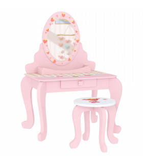 AIYAPLAY Kids Dressing Table Set, 2 PCS Children Vanity Table with Stool