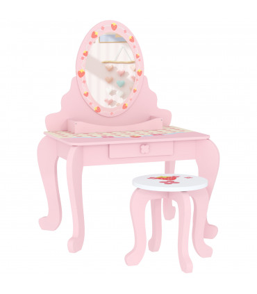 AIYAPLAY Kids Dressing Table Set, 2 PCS Children Vanity Table with Stool
