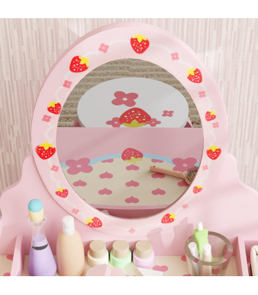 AIYAPLAY Kids Dressing Table Set, 2 PCS Children Vanity Table with Stool