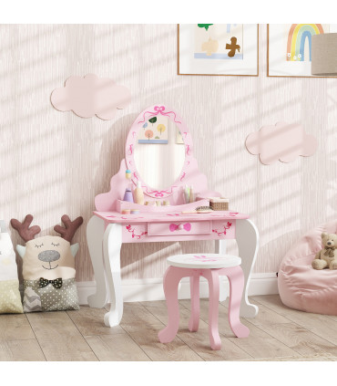 Kids' Ballet Print Vanity Set with Storage and Safety Features