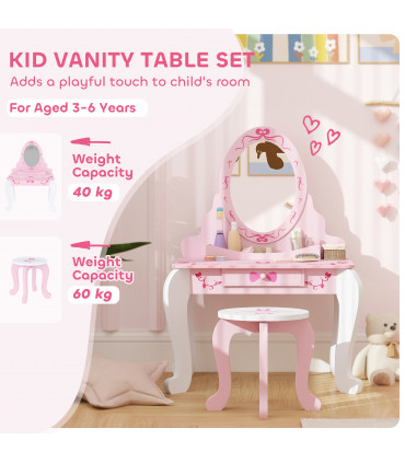 Kids' Ballet Print Vanity Set with Storage and Safety Features
