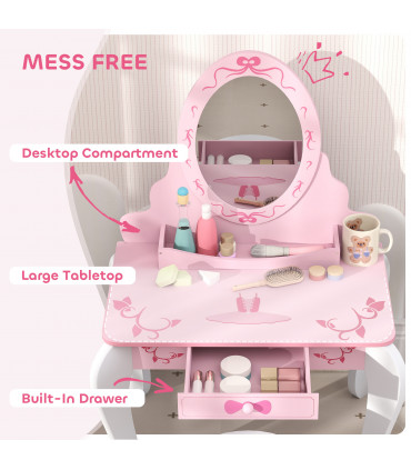 Kids' Ballet Print Vanity Set with Storage and Safety Features