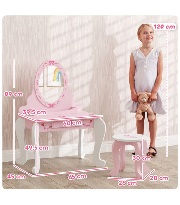 Kids' Ballet Print Vanity Set with Storage and Safety Features