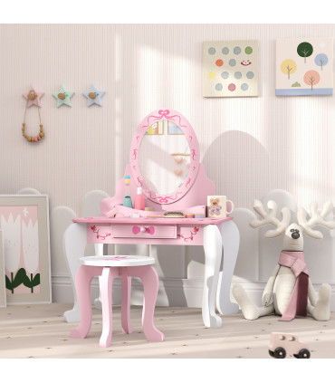 Kids' Ballet Print Vanity Set with Storage and Safety Features