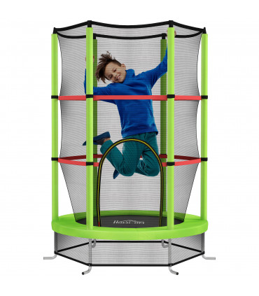HOMCOM Kids Trampoline Mini Bouncer w/ Enclosure Net for 3-6 Years Green