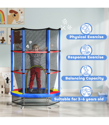 HOMCOM Kids Trampoline Mini Bouncer w/ Enclosure Net for 3-6 Years
