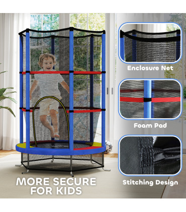 HOMCOM Kids Trampoline Mini Bouncer w/ Enclosure Net for 3-6 Years
