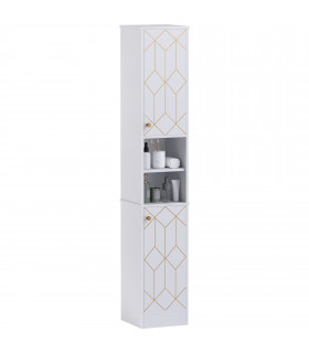 HOMCOM Slim Bathroom Storage Unit, Bathroom Cabinet with Doors, White