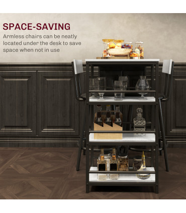 Elegant Light Grey Dining Set - Space-Saving Table and Chairs