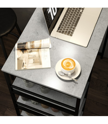 Elegant Light Grey Dining Set - Space-Saving Table and Chairs