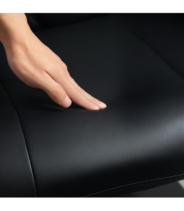 Comfort Plus Reclining Armchair & Stool Set - 360° Swivel, Black PU Leather